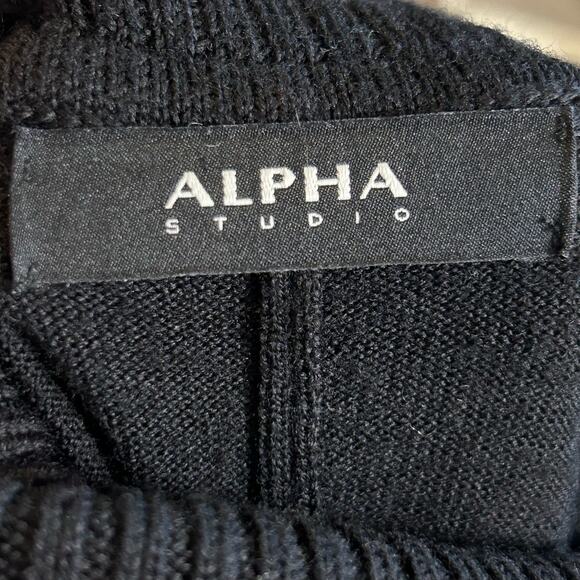 Alpha Studio Sweater Fine Merino Wool Black Turtleneck Long Sleeve Size 44/US L - Picture 6 of 11